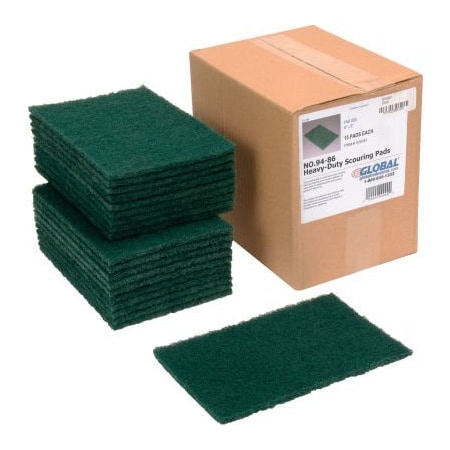 Americo Global Industrial Heavy Duty Scouring Pads Green 6in x 9in - Case of 15 Pads 670327